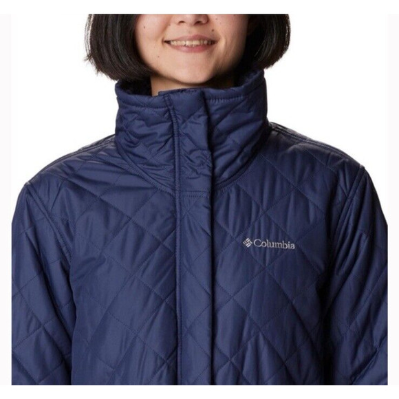 NEW Columbia Womens Copper Crest Quilted Puffer Coat Blue Fleece Lined Small - Picture 4 of 8
